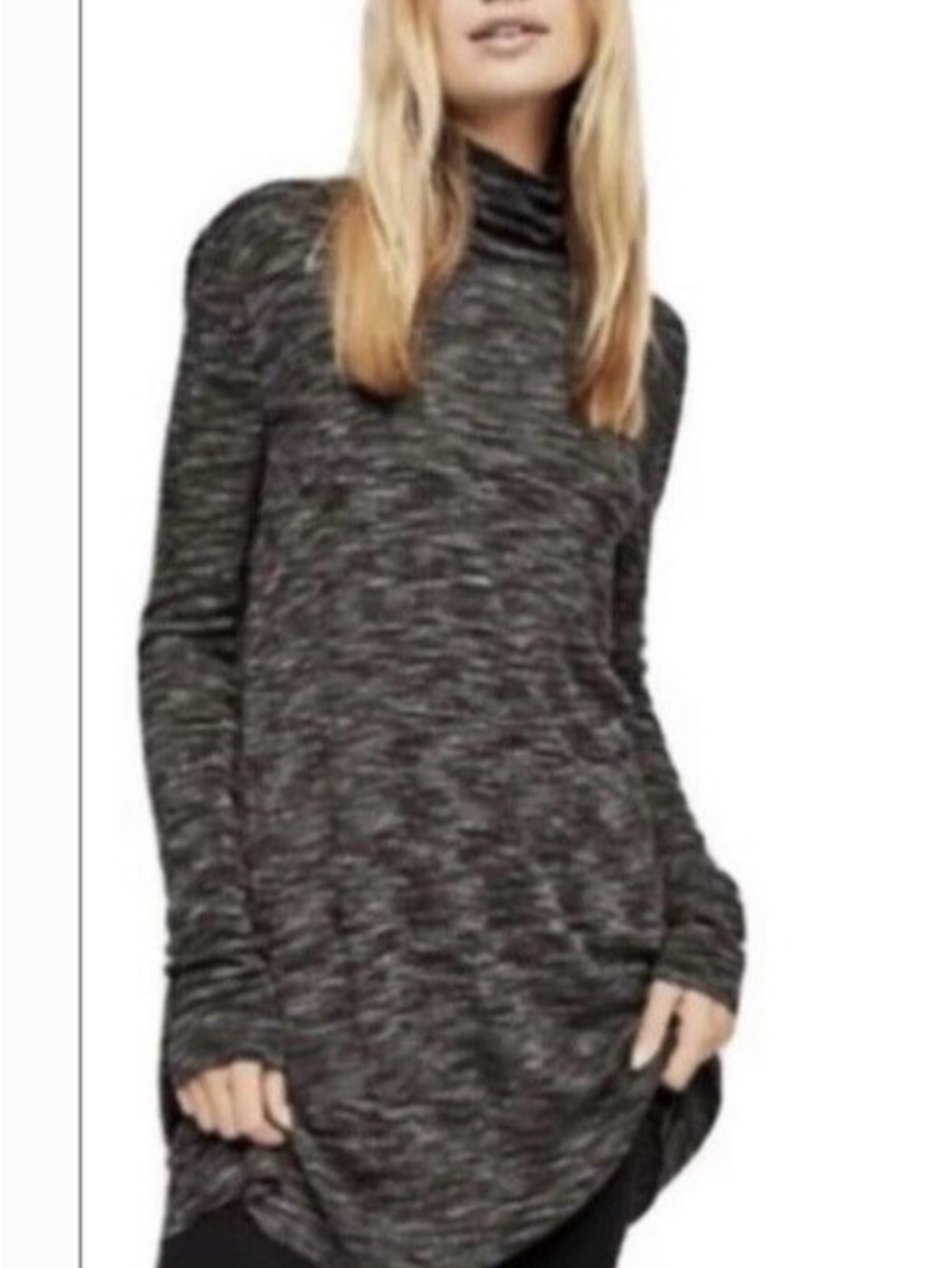 Free People Split Back Turtleneck Tunic Marled Medium
